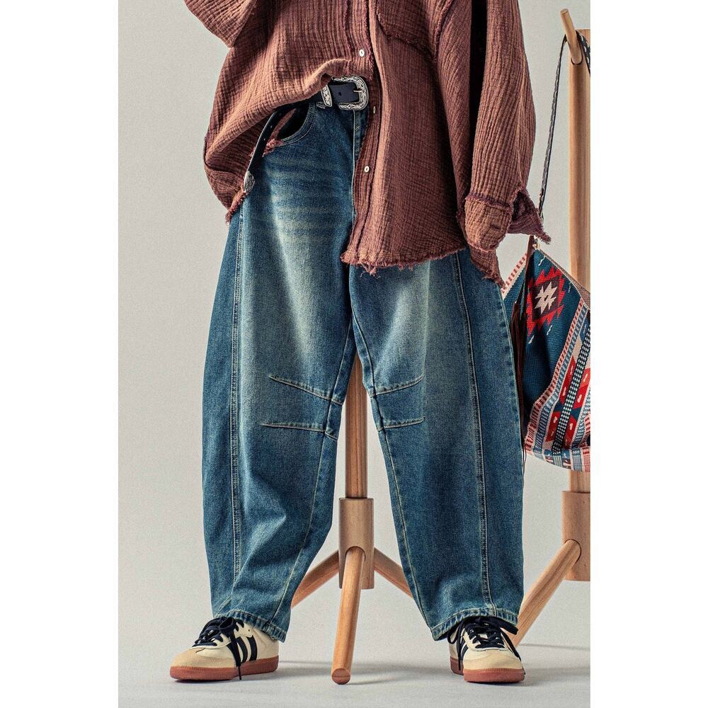 Urban Daizy Light Dirty Wash Barrel Leg Jeans - Picture 7 of 7